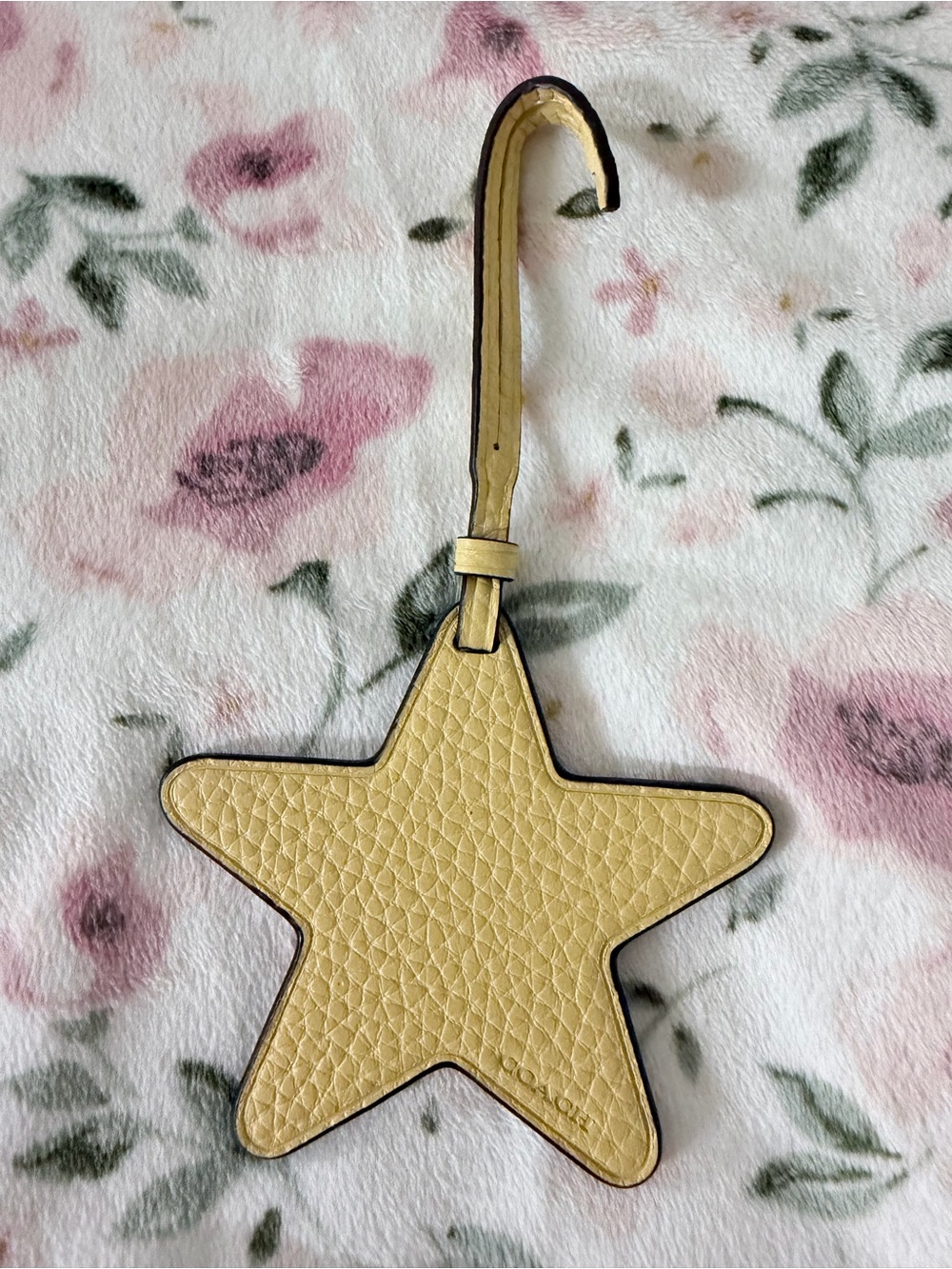 Coach Star Leather Bag Charm in Pale Yellow